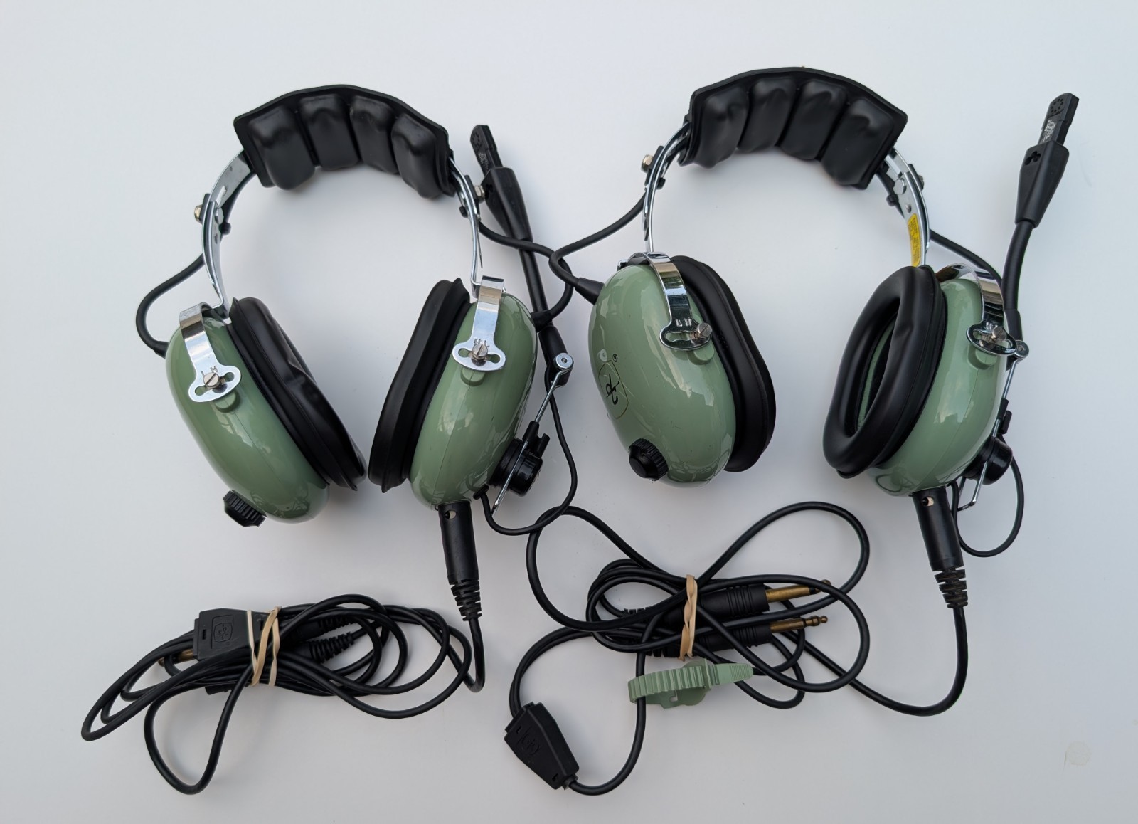 Pair Of DAVID CLARK HT10-60 Aviation Headset w/M7A Microphone Dual Untested