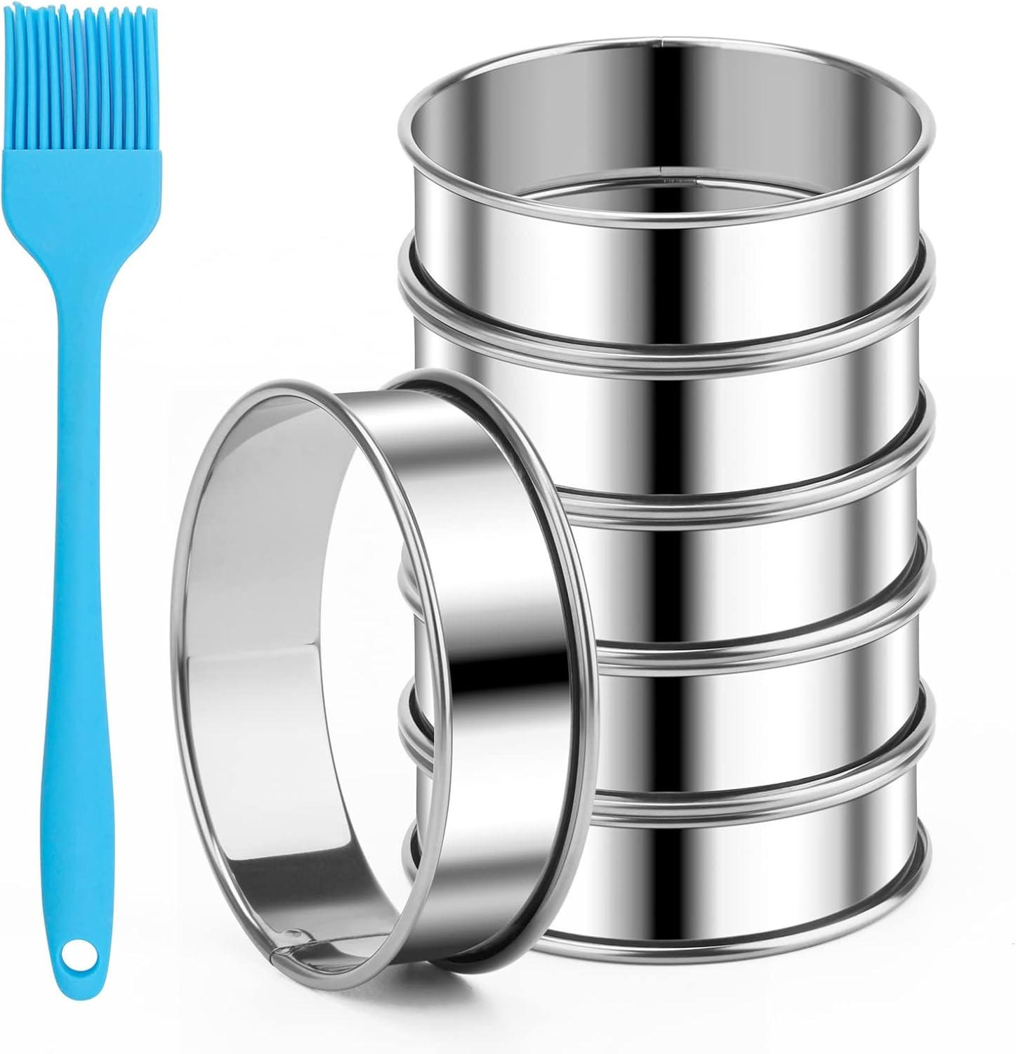 6 Pieces English Muffin Rings, 3.15 Inch Stainl Steel Crumpet