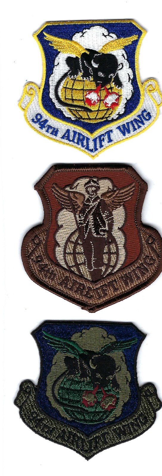PATCH USAF 94TH  AIRLIFT WING X3  DOBBINS AFB     B8-12