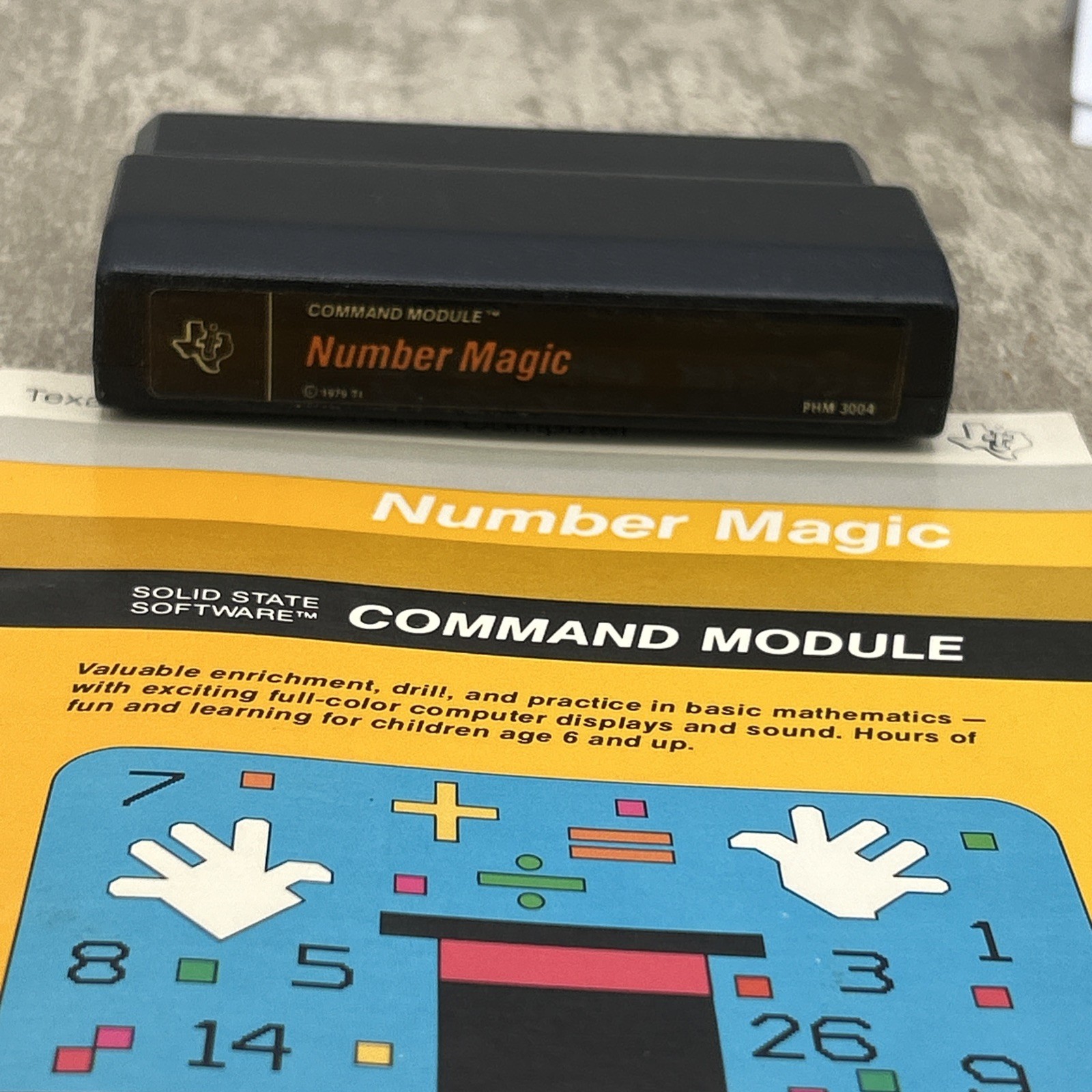 NUMBER MAGIC Texas Instruments Solid State Cartridge w/ Manual PHM 3004 1982