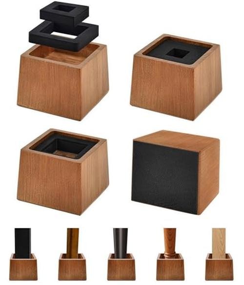 Bed Risers Heavy Duty, 3"H(Inner 2" H), 1" Raised 3"H(Inner 2"H) Retro Brown