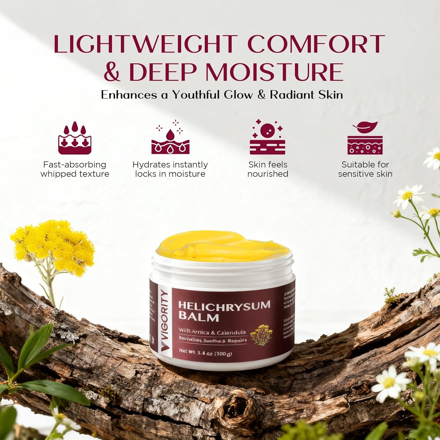 Vigority Helichrysum Balm Soothes & Repairs: Restorative Cream (3.4oz)