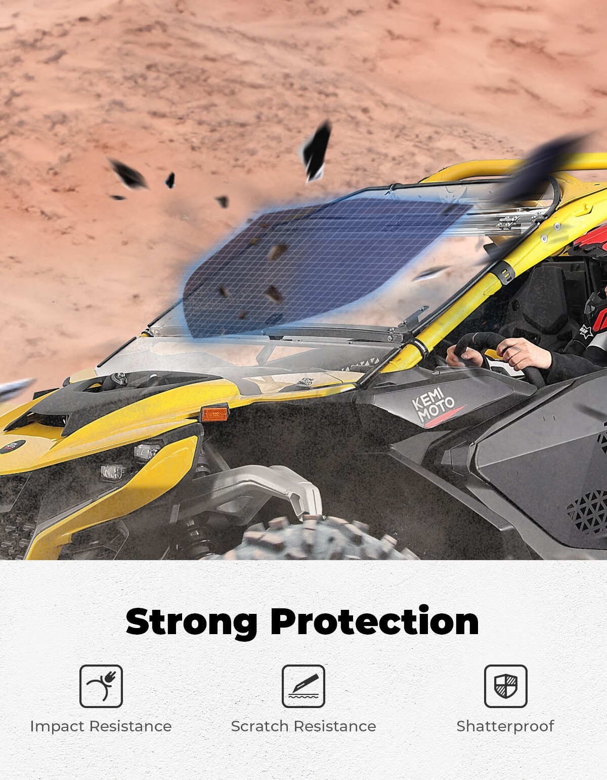 UTV Flip Windshield Scratch Resistant for Can Am Maverick R / Max 2024-2025