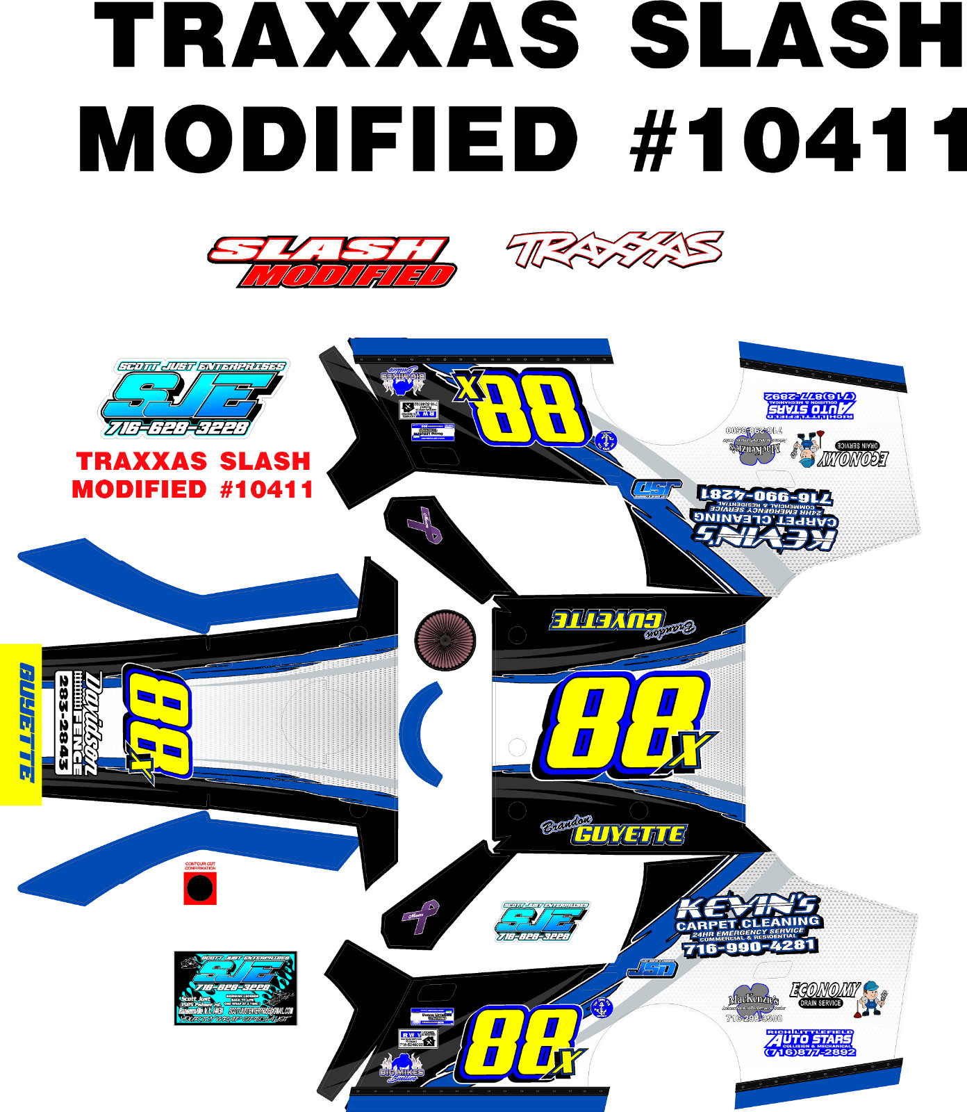 BG BLUE  MODIFIED 10411  WRAP KIT  TRAXXAS