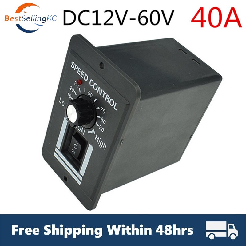 40A PWM DC Motor Speed Controller 12V 24V 36V 48V Variable Speed Switch Reverse