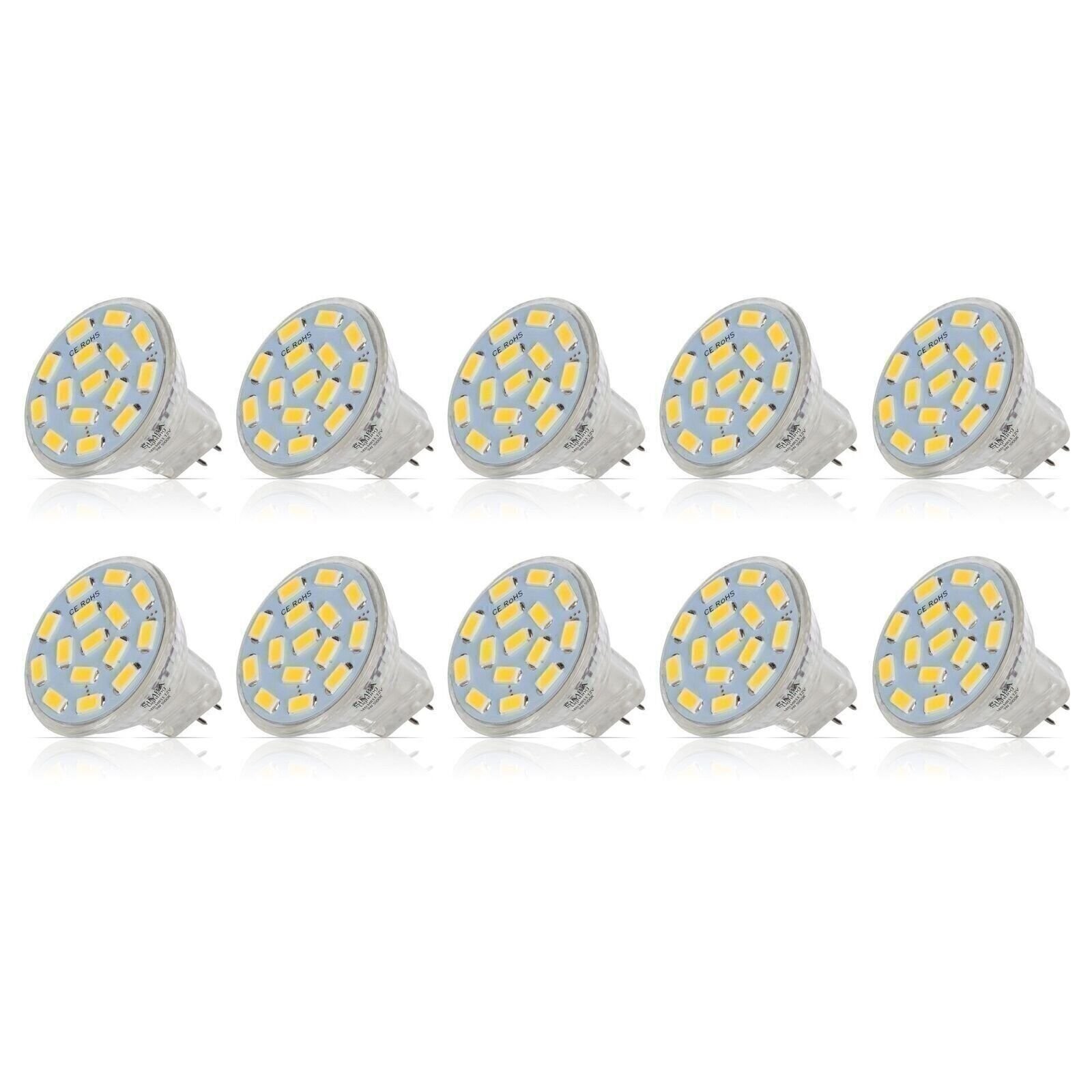 [10 Pack] LED MR11 3W 20W 12V Halogen Replacement GU4 Bi-Pin 5000K Daylight