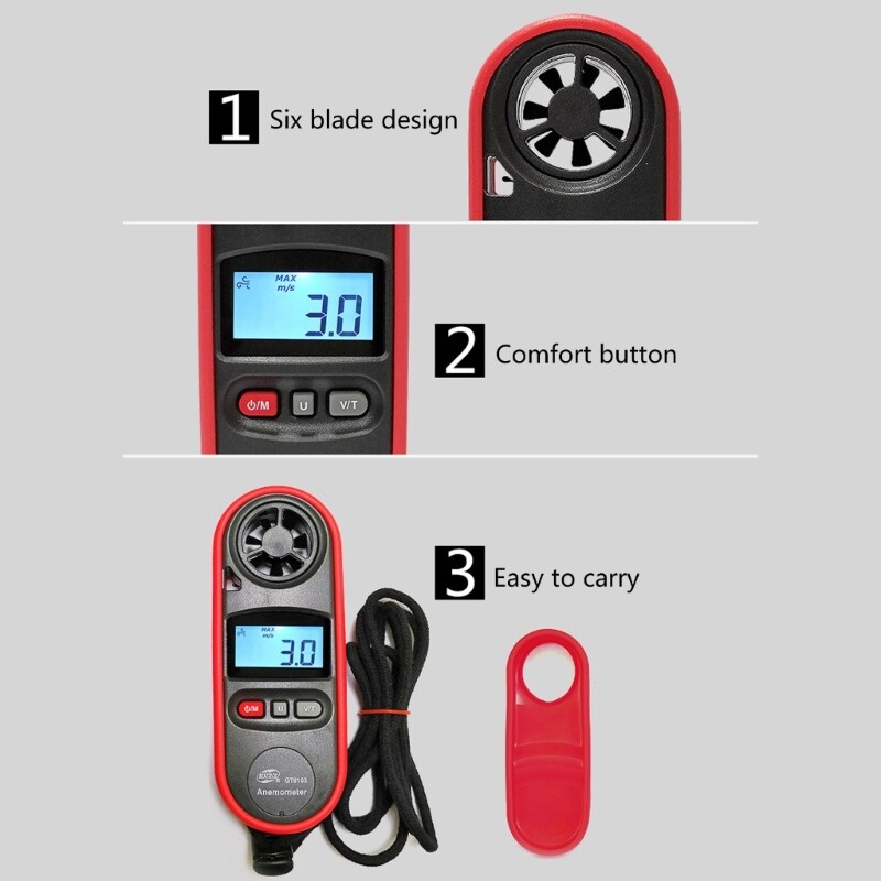 Sensitive Wind Speed Gauges ABS Anemometer for Professional & Recreational Use