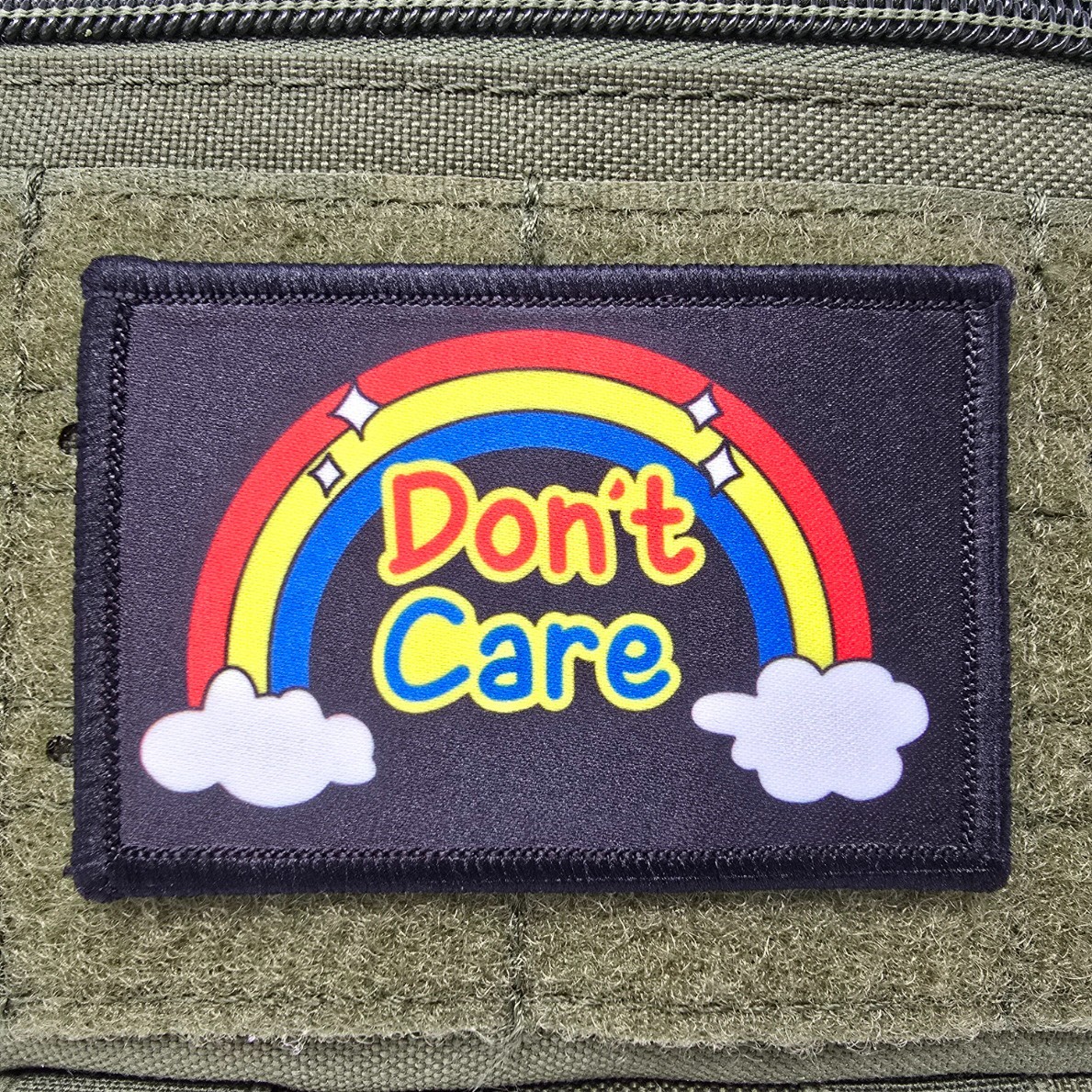 Don't Care Morale Patch Tactical Meme Military Army USA Flag Hook & Loop 3x2