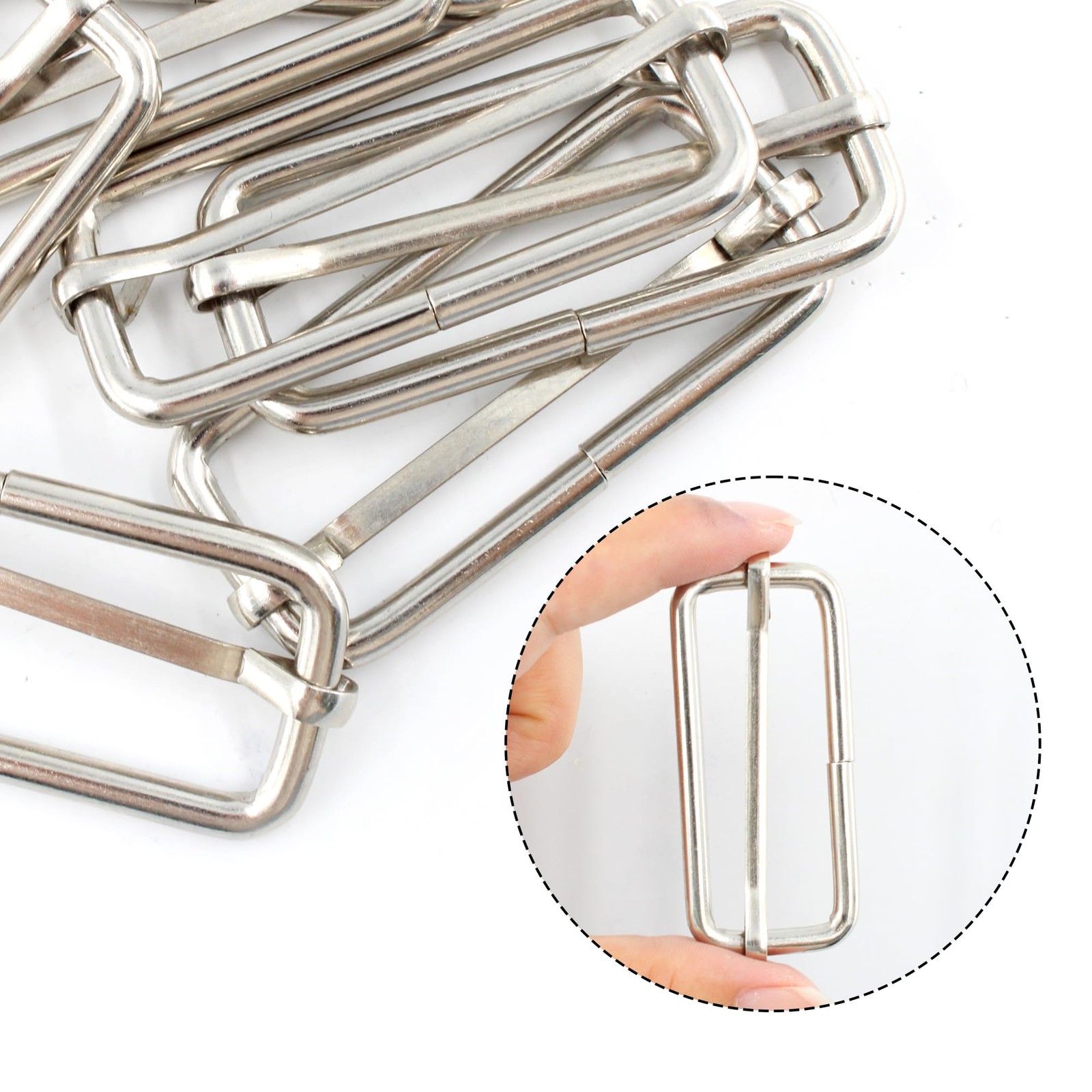 12PCS 2Inch Metal Tri-Glide Slide Buckles, Rectangle Adjustable Webbing Slider f