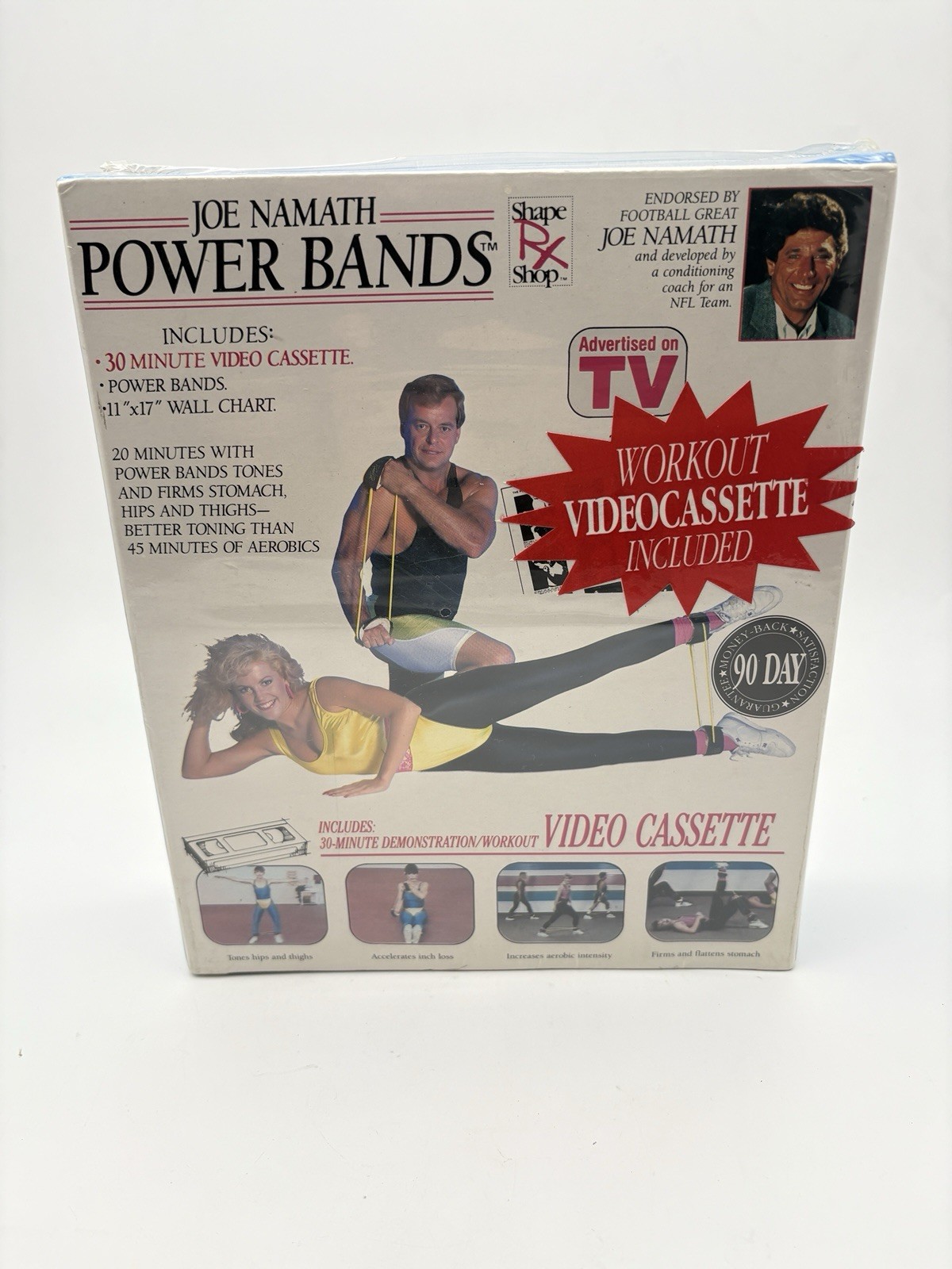Joe Namath Power Bands 1990 Instructional Workout Original Box, Bands And Video