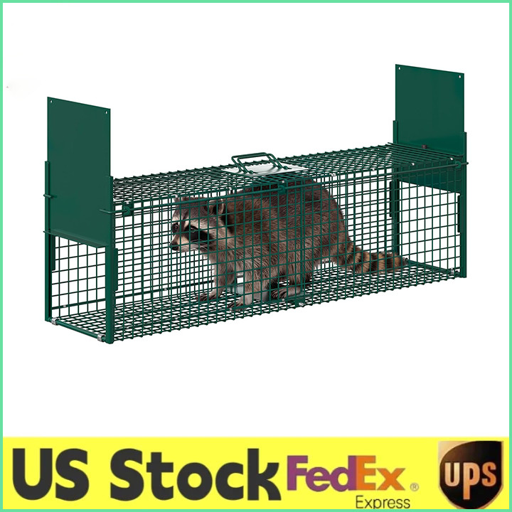 Live Animal Cage Trap 24"/32"/33"/36"/39"/42" Humane Rodent Raccoon Cage w/Door