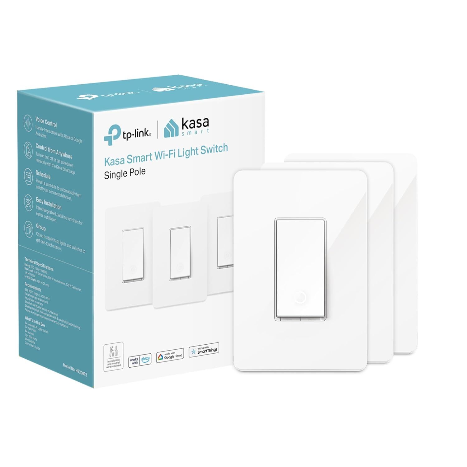 Kasa Smart Wifi Light Switch 3 Pack Control From Anywhere Neutral Wire Required