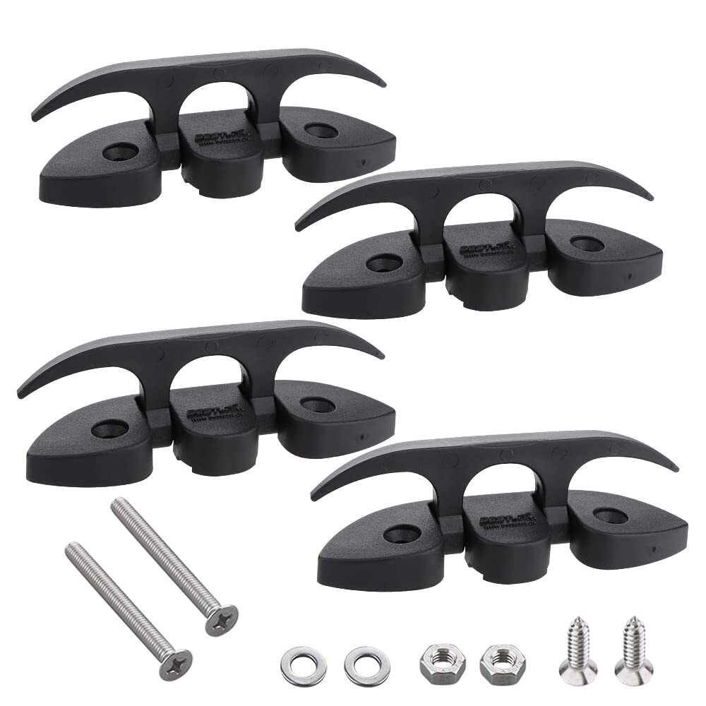4 Pcs 5" Folding Cleat, Flip-up Dock Cleat with Long Screws and Short Screws(M6)