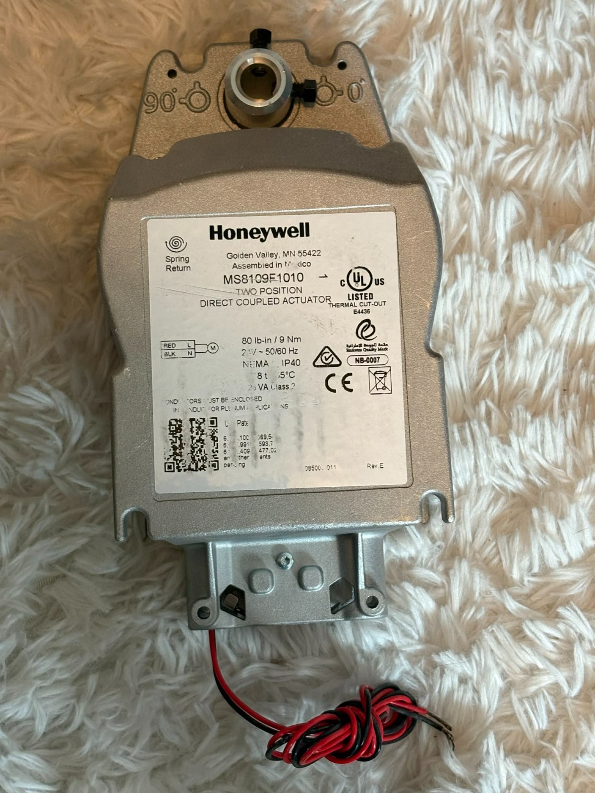 Honeywell MS8109F1010 Two Position Direct Coupled Actuator