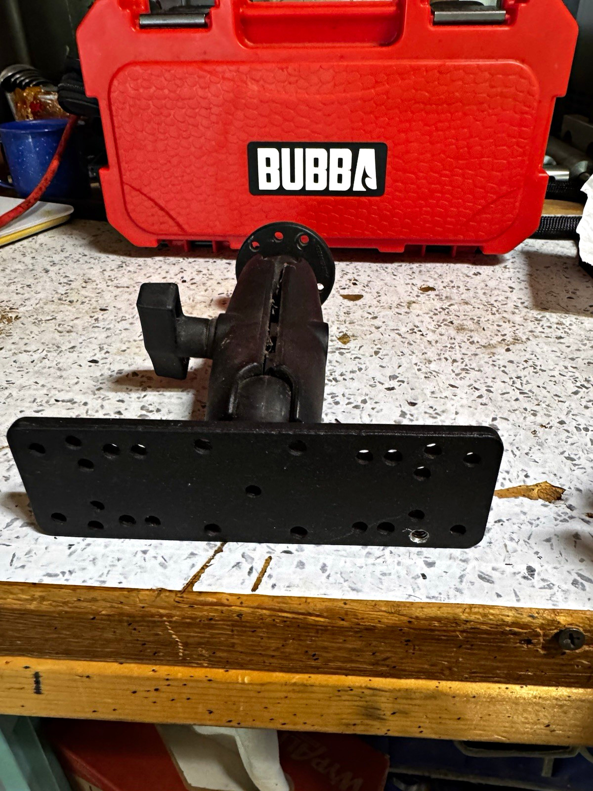 RAM Black Mount Adjustable Arm w/ Round Base & Rectangular Drill Base Plate