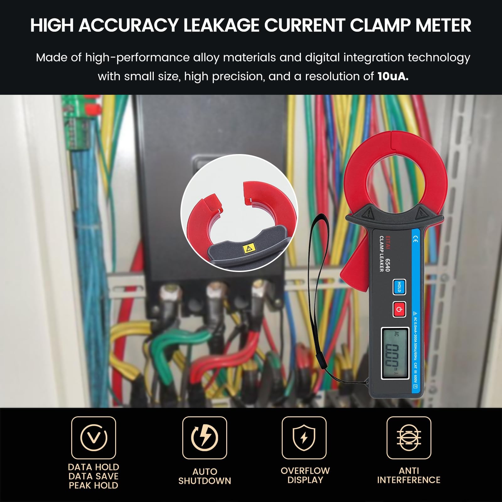 High Precision 6540 Low Current Clamp Meter, 10ÂµA Resolution, 300A Max