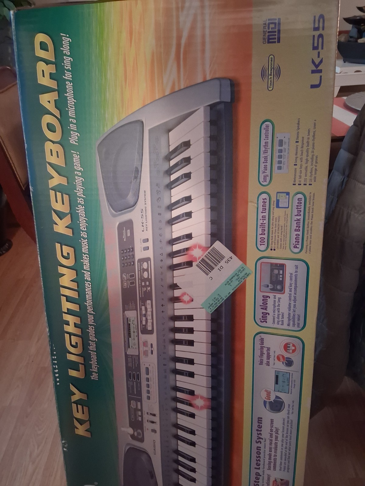 Casio LK-55 61-Key Key Lighting Electronic Keyboard Silver w/ Microphone