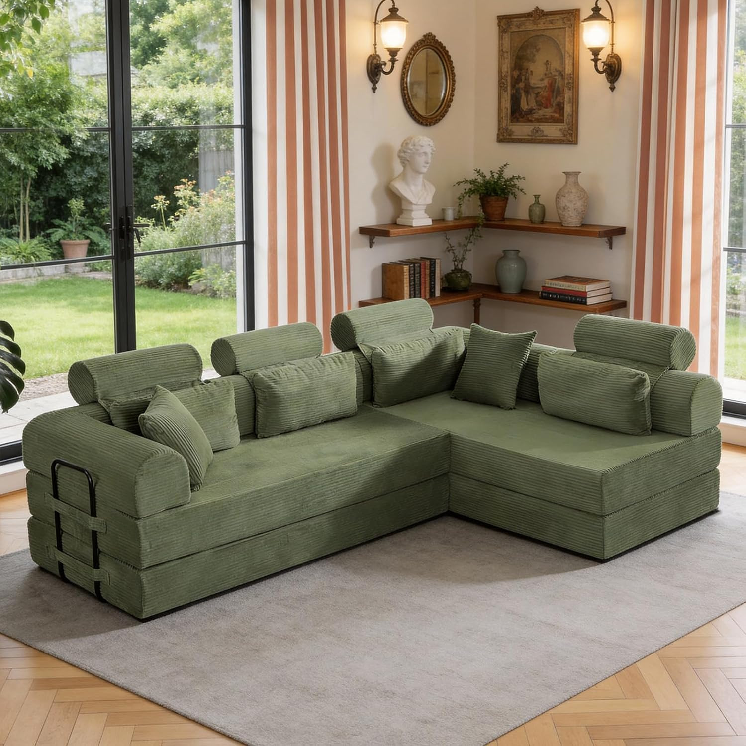6-In-1 Folding Convertible High Back Sofa Sleeper, 106" Oversized Modular Sectio