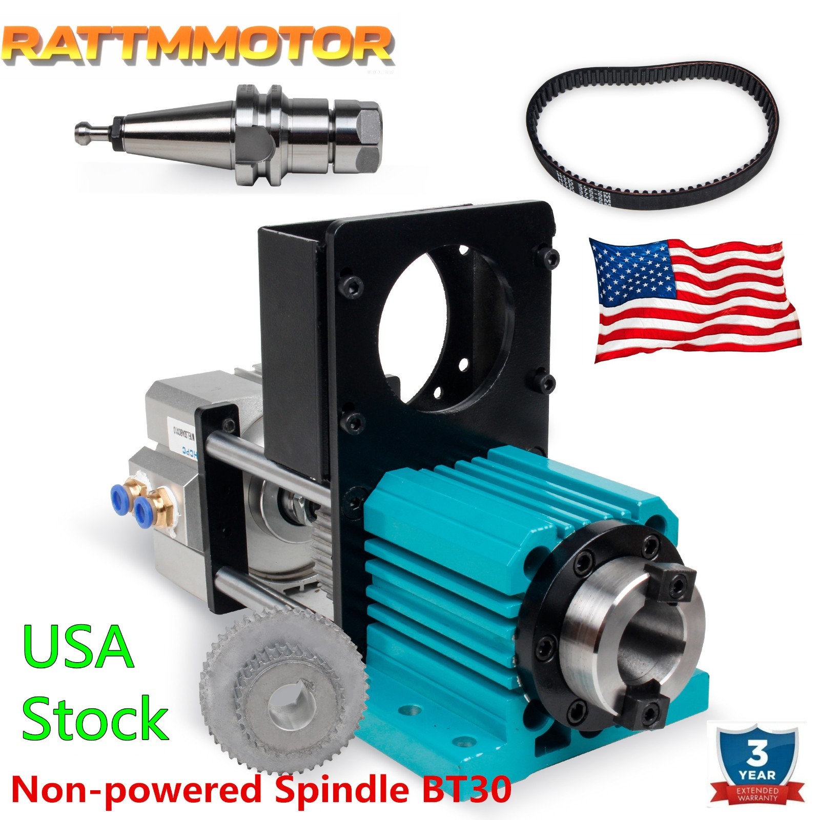 「US」BT30 No Power Spindle Pneumatic Tool Changer Cylinder Max.5000rpm 5 Bearings