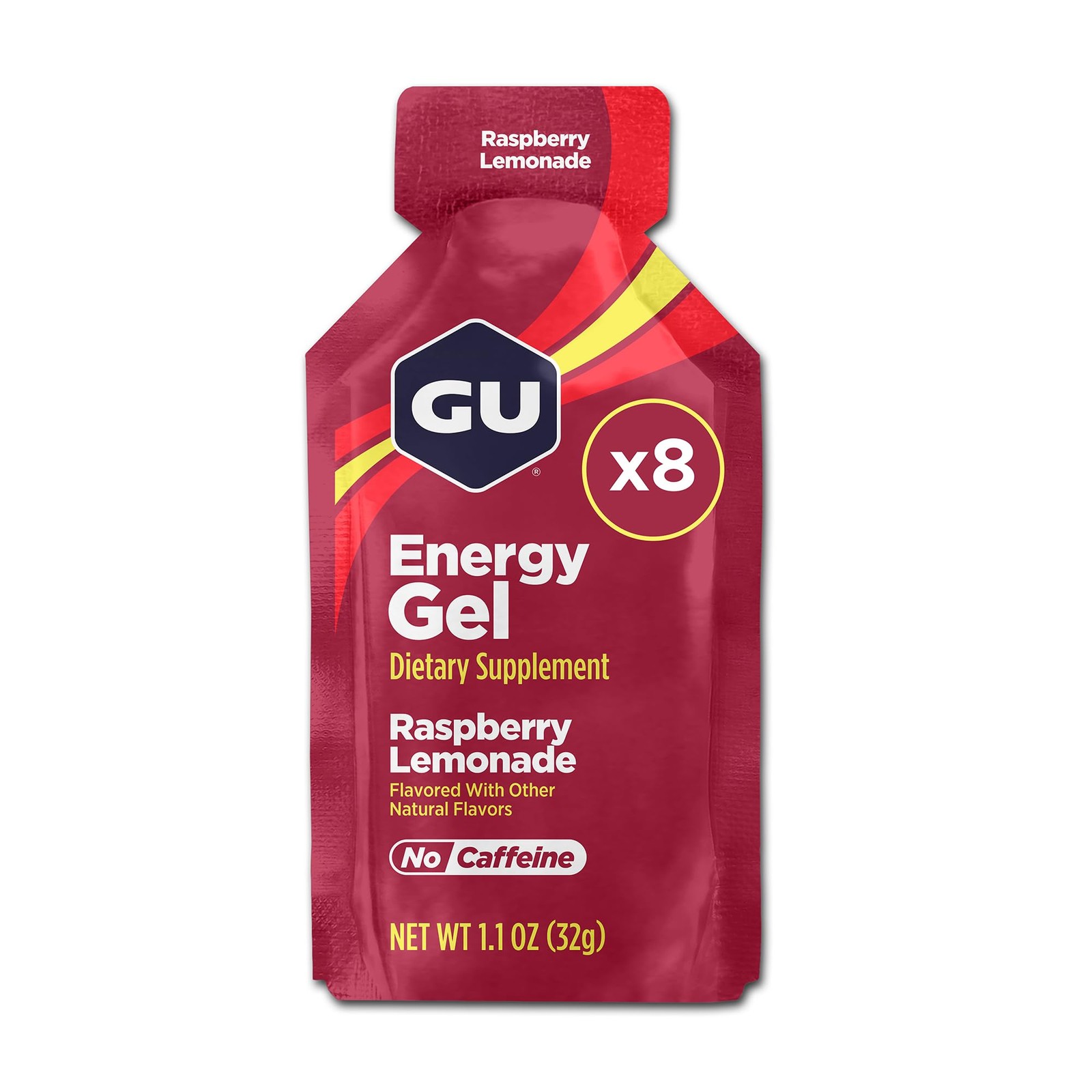 GU Energy Original Sports Nutrition 1.1 Fl Oz (Pack of 8), Raspberry Lemonade