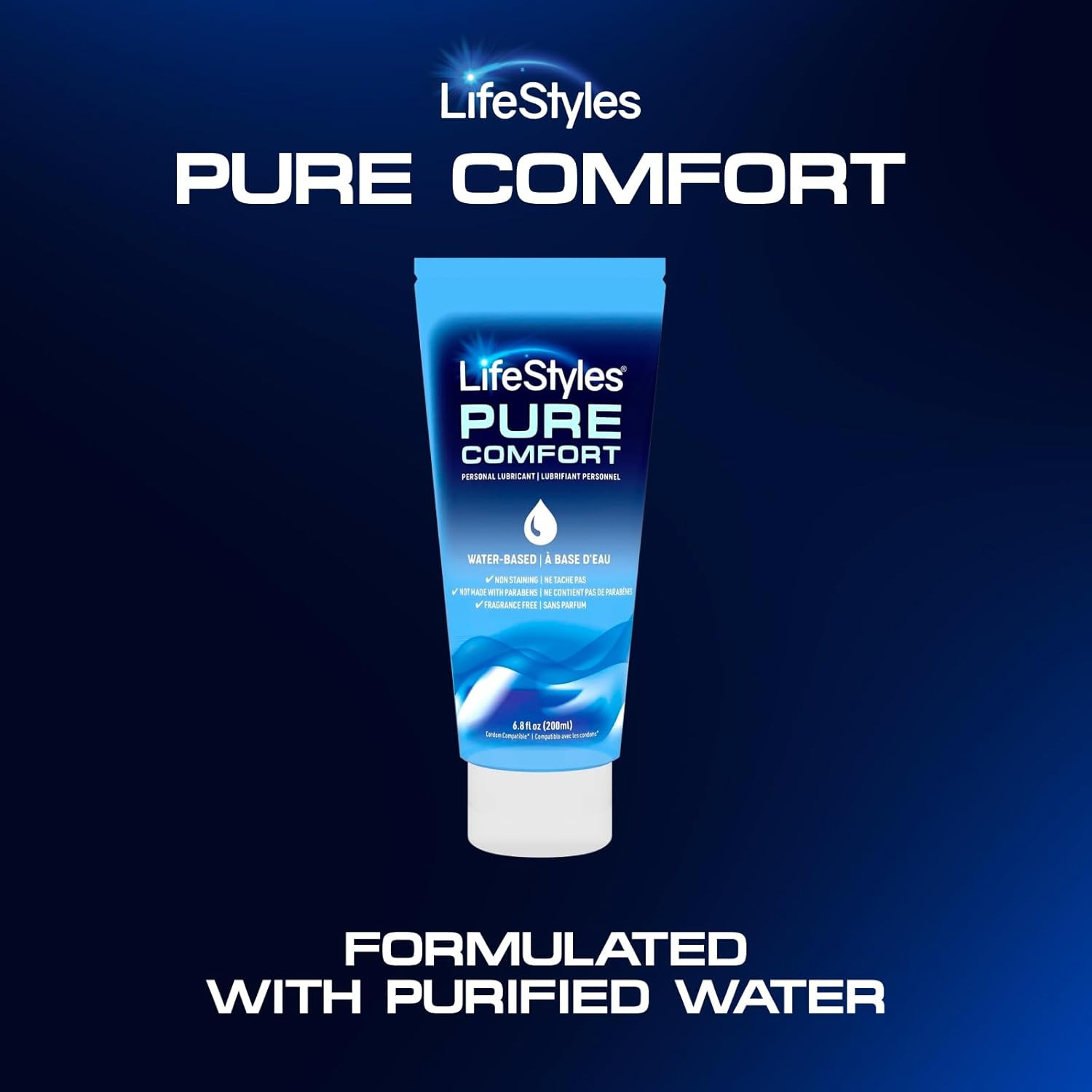 Pure Comfort Water Based Personal Lubricant, 6.8 fl oz,1 Pack, pH-Balanced, Tran