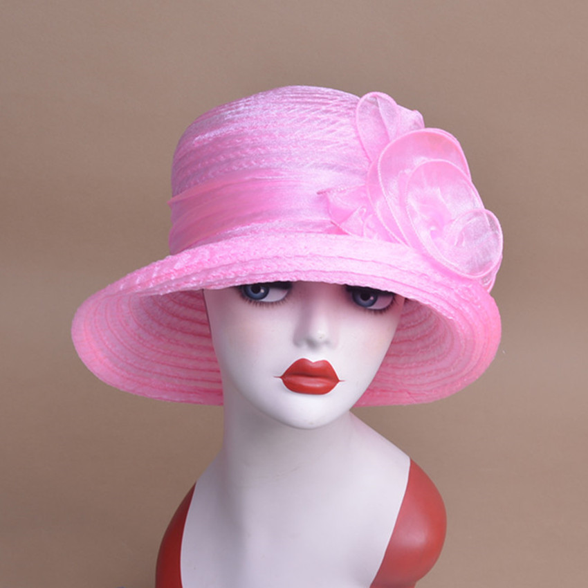 Womens Organza Bowler Bucket Cloche Kentucky Derby Church Sun Beach Hat A267
