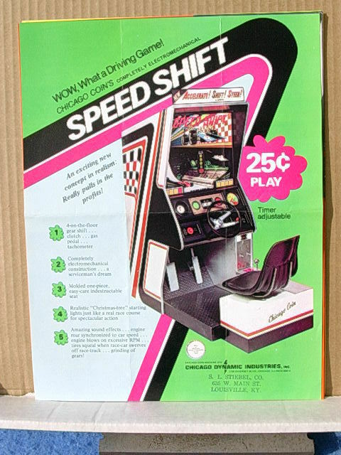 1974 Chicago Coin SPEED SHIFT Arcade Game Advertising Flyer