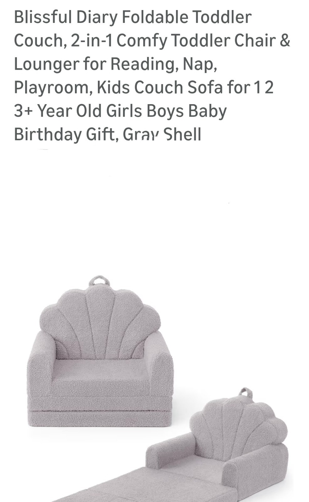 Blissful Diary Foldable Toddler Couch, 2-in-1 Comfy Chair & Lounger