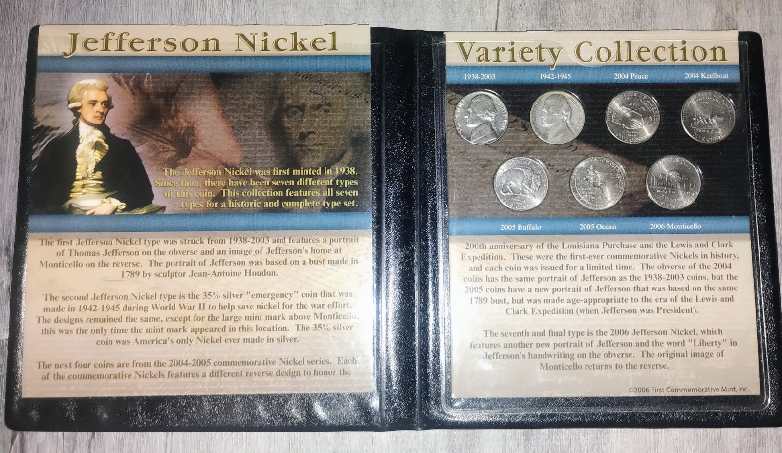 Jefferson Nickel Variety Collection 7-Coin Set 1938-2006 1st Commemorative Mint