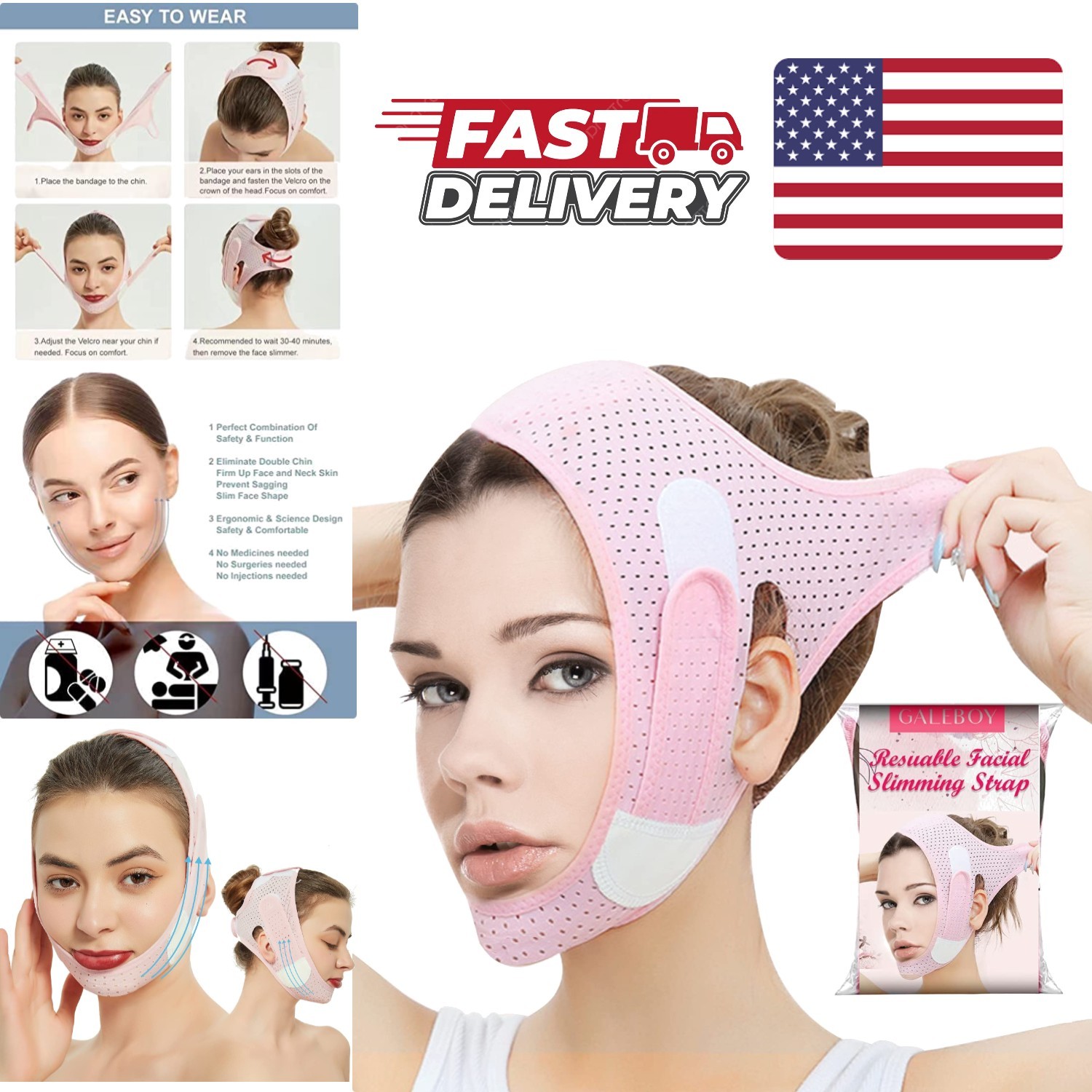 Adjustable Double Chin Strap for Jawline Support Soft Breathable Face Wrap