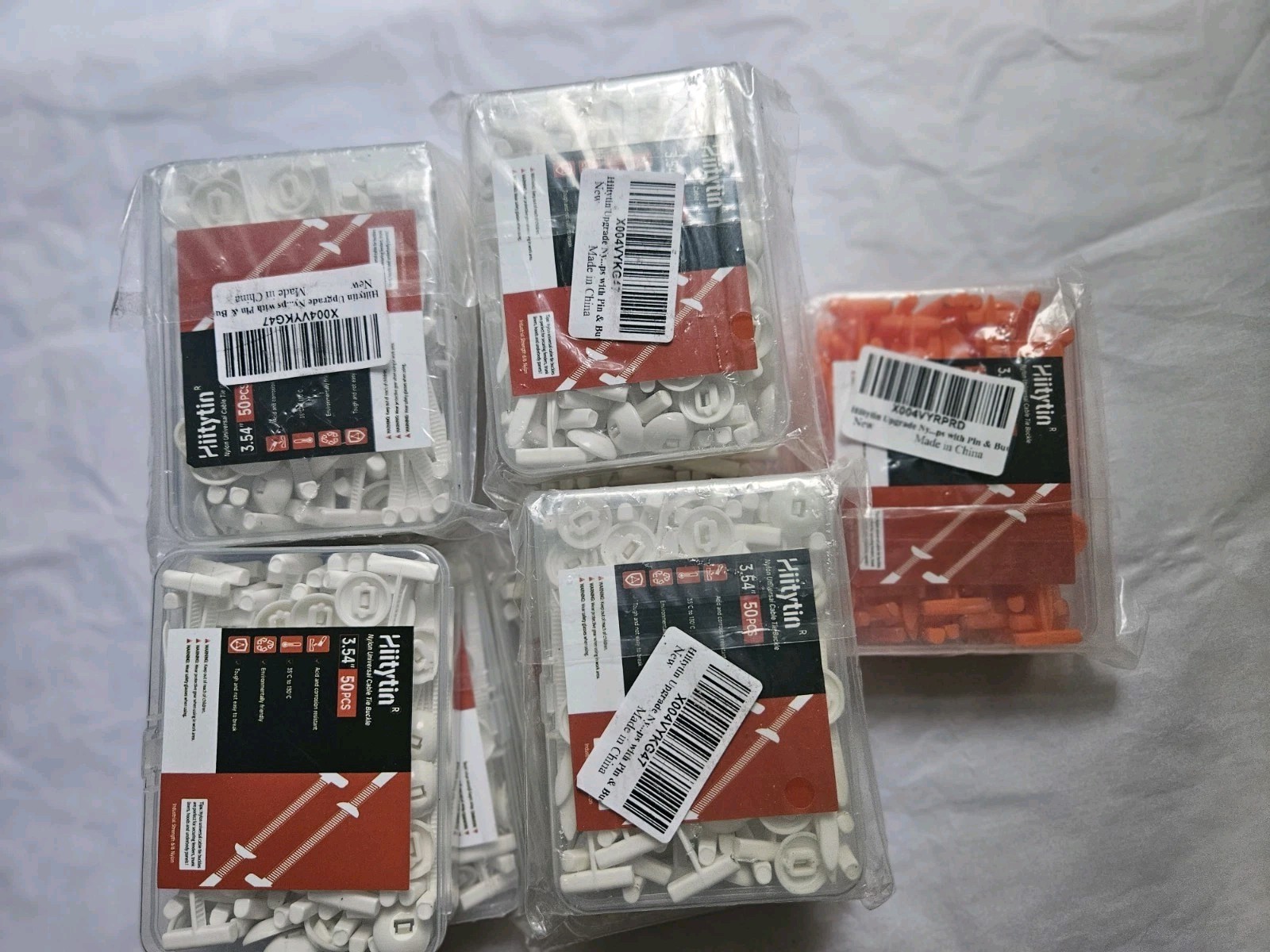 450pcs Nylon Universal Cable Tie Buckle Heavy Duty Self-Locking White & Orange