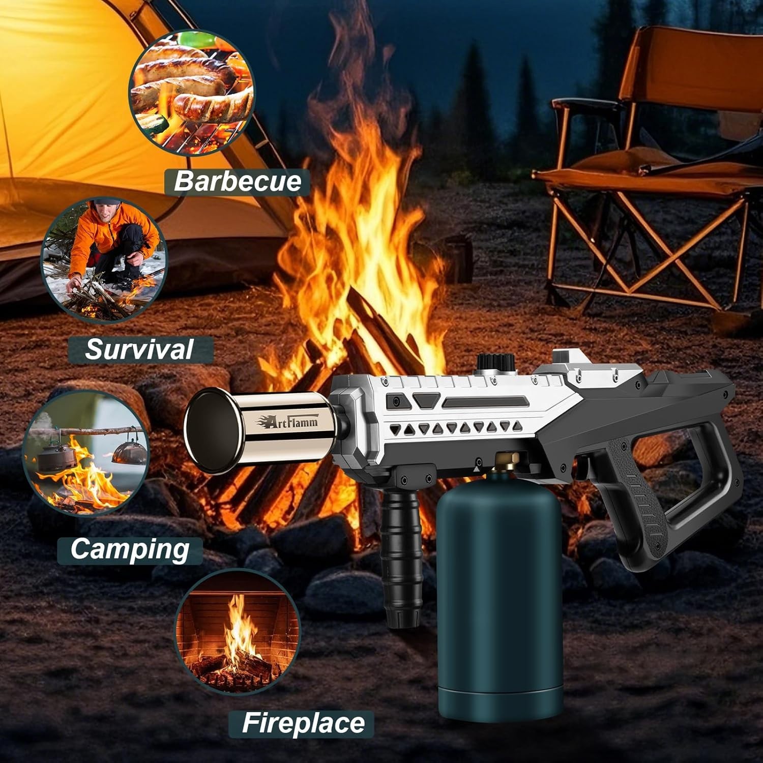 Powerful Propane Torch Gun, Adjustable Flame Thrower Gun, Kitchen Torch with ...