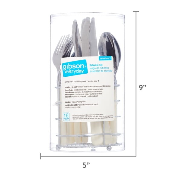 16-Piece Flatware Set with Wire Caddy