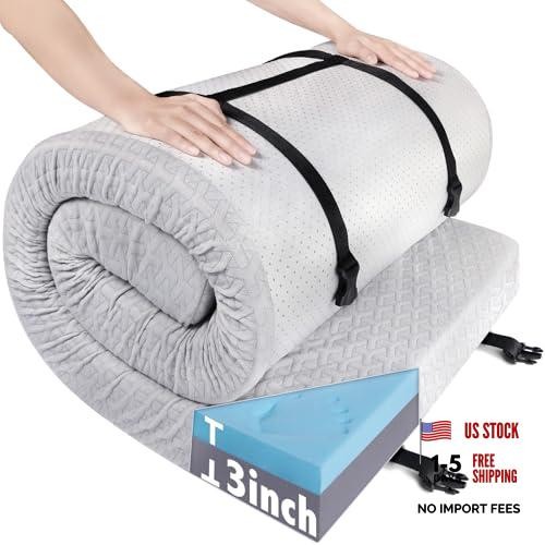 Memory Foam Camping Mattress Pad 3 Inch Thick, Soft Sleeping Cot:72*24*3 Gray