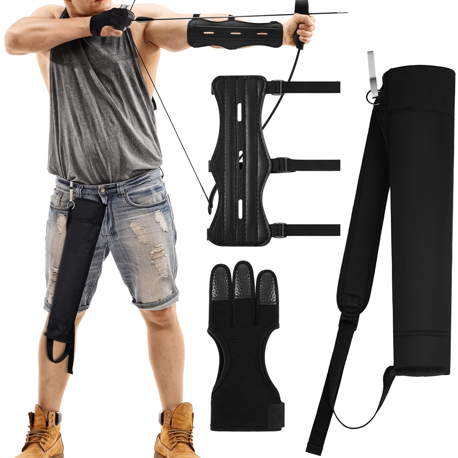 3 Pcs Archery Accessories Including Protective Arm Guard Leather...