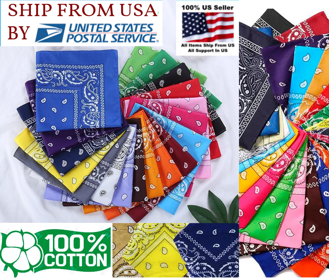Lot 6/12 Wholesale Paisley Print Bandana 100% cotton Head Warp Scarf Face Mask