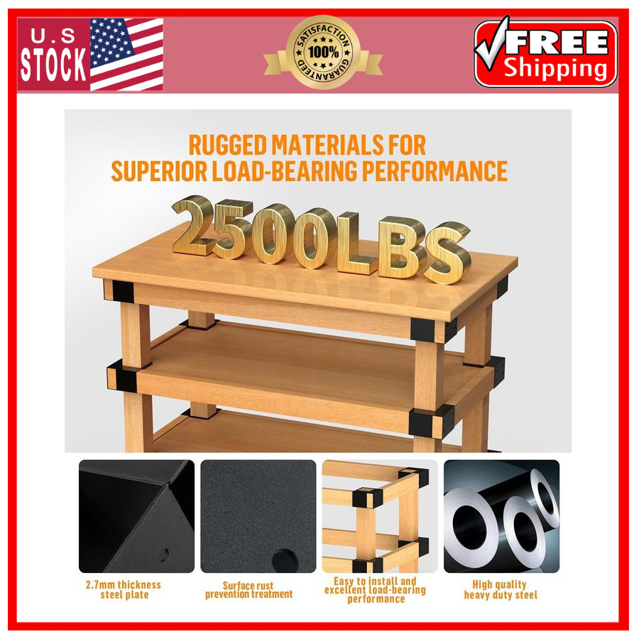 4 Pack Heavy Duty Workbench Bracket Kit for 4x4 2x4 Lumber DIY Garage Table