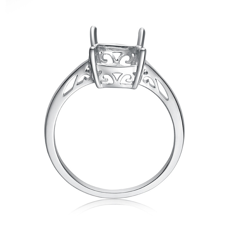 Cushion 10x8mm Semi Mount Simple Ring Solid 10k White Gold Wedding Anniversary