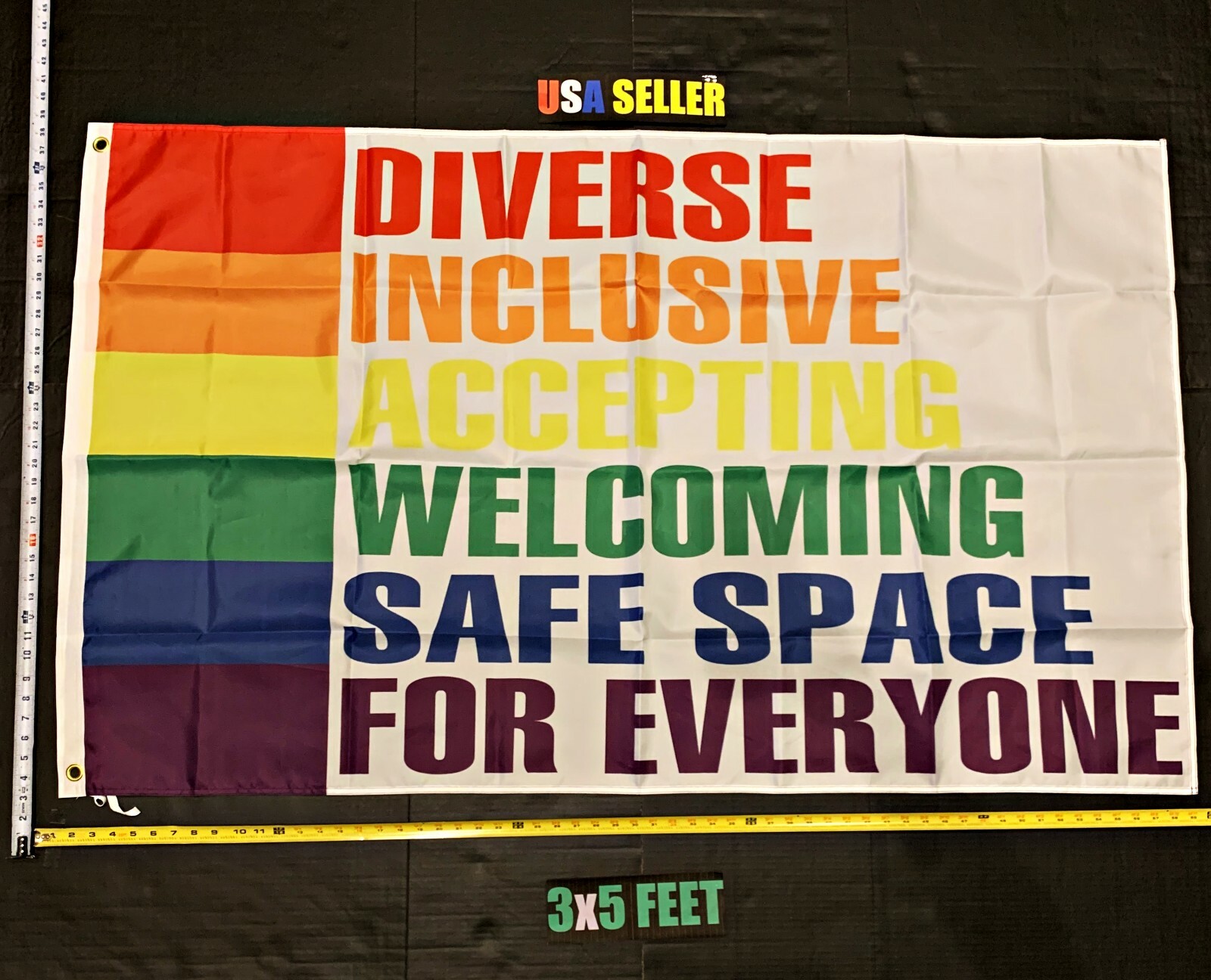 Equality Flag FREE SHIPPING Biden Harris LGBTQ Gay Diverse Rainbow USA Sign 3x5'