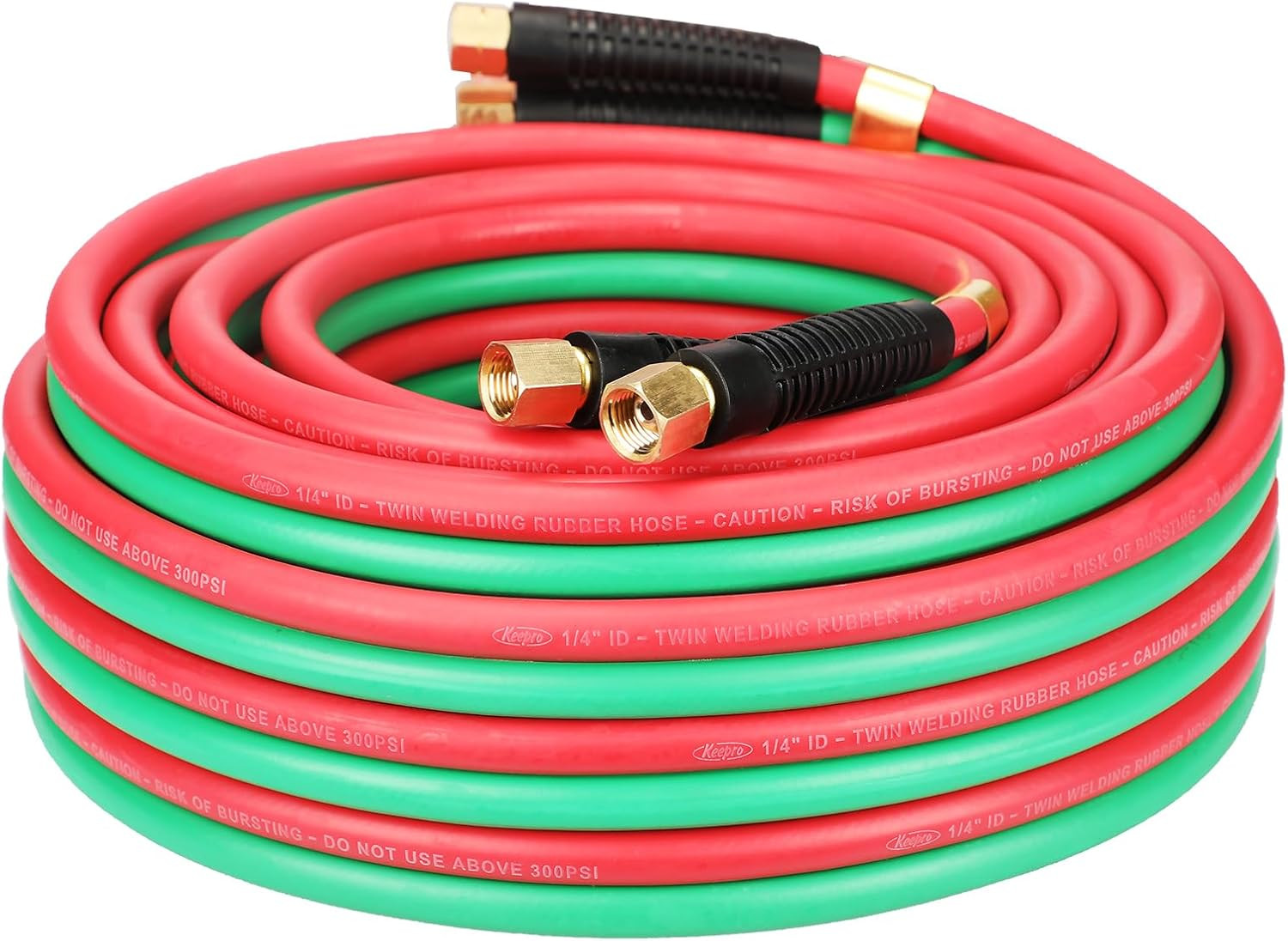 1/4 Inch Twin Welding Rubber Hose, Oxygen Acetylene Hose 300 PSI, Torch Hose 50