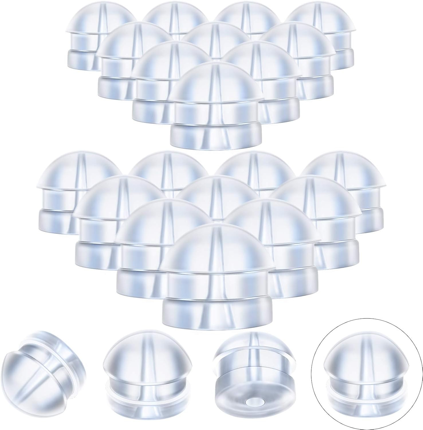 100 Pieces Clear Earring Backs Hamburger Shaped Safety Backs Secure Locking Sili