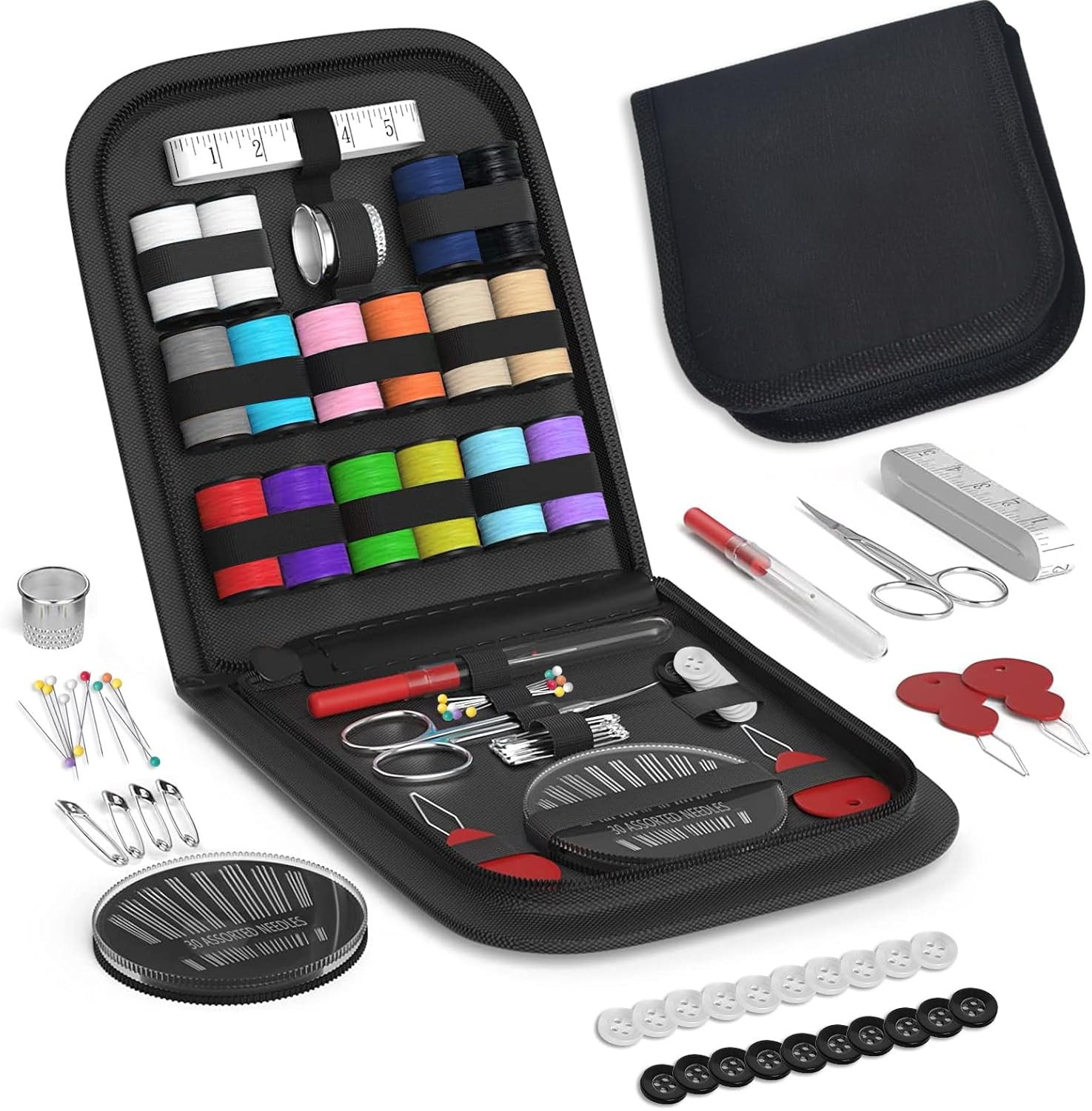 Sewing Kit Gifts for Grandma, Mom, Friend, Traveler, Adults, S, Black
