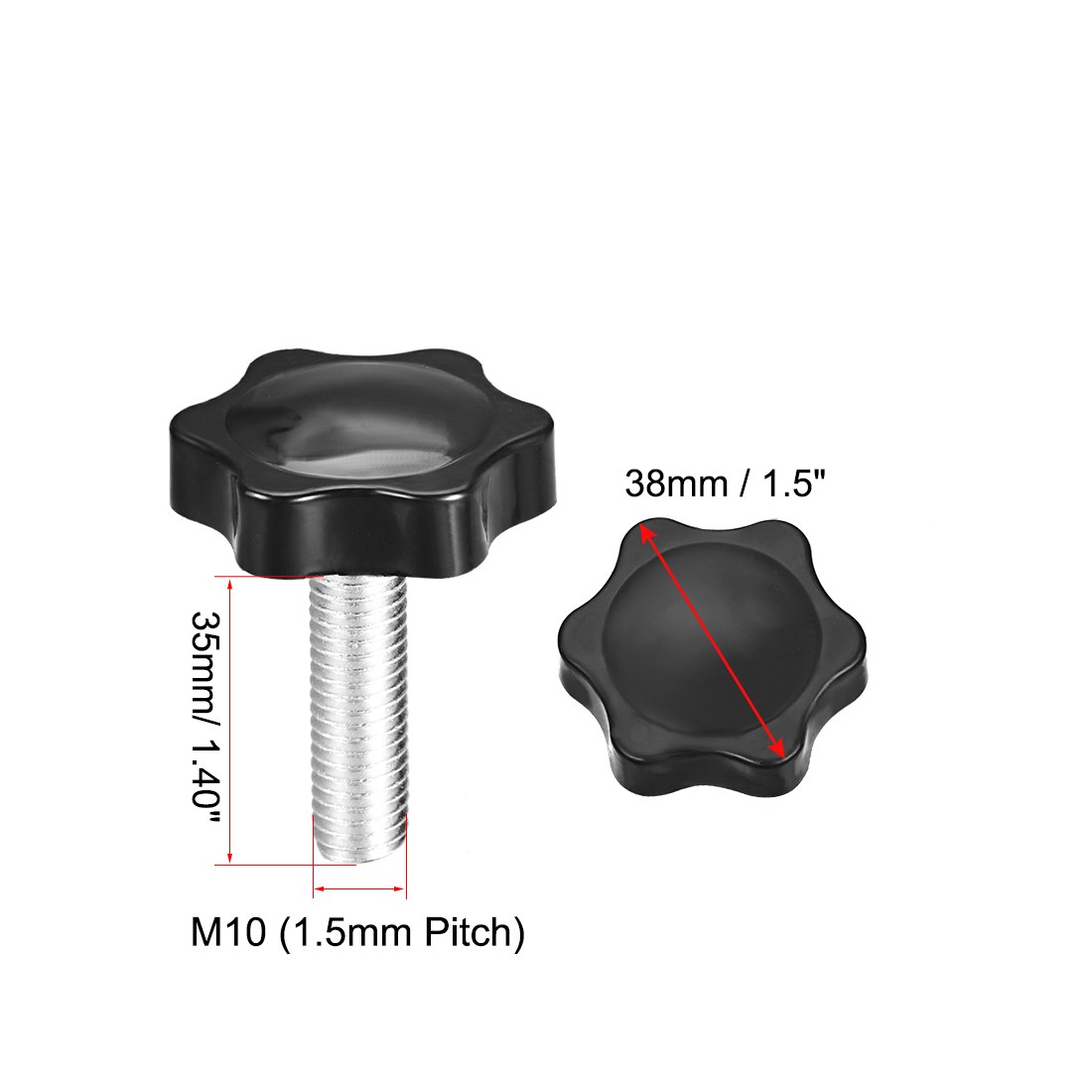 screw locking 38mm hexagonal plum dia M10 x 35mm thread 2pcs