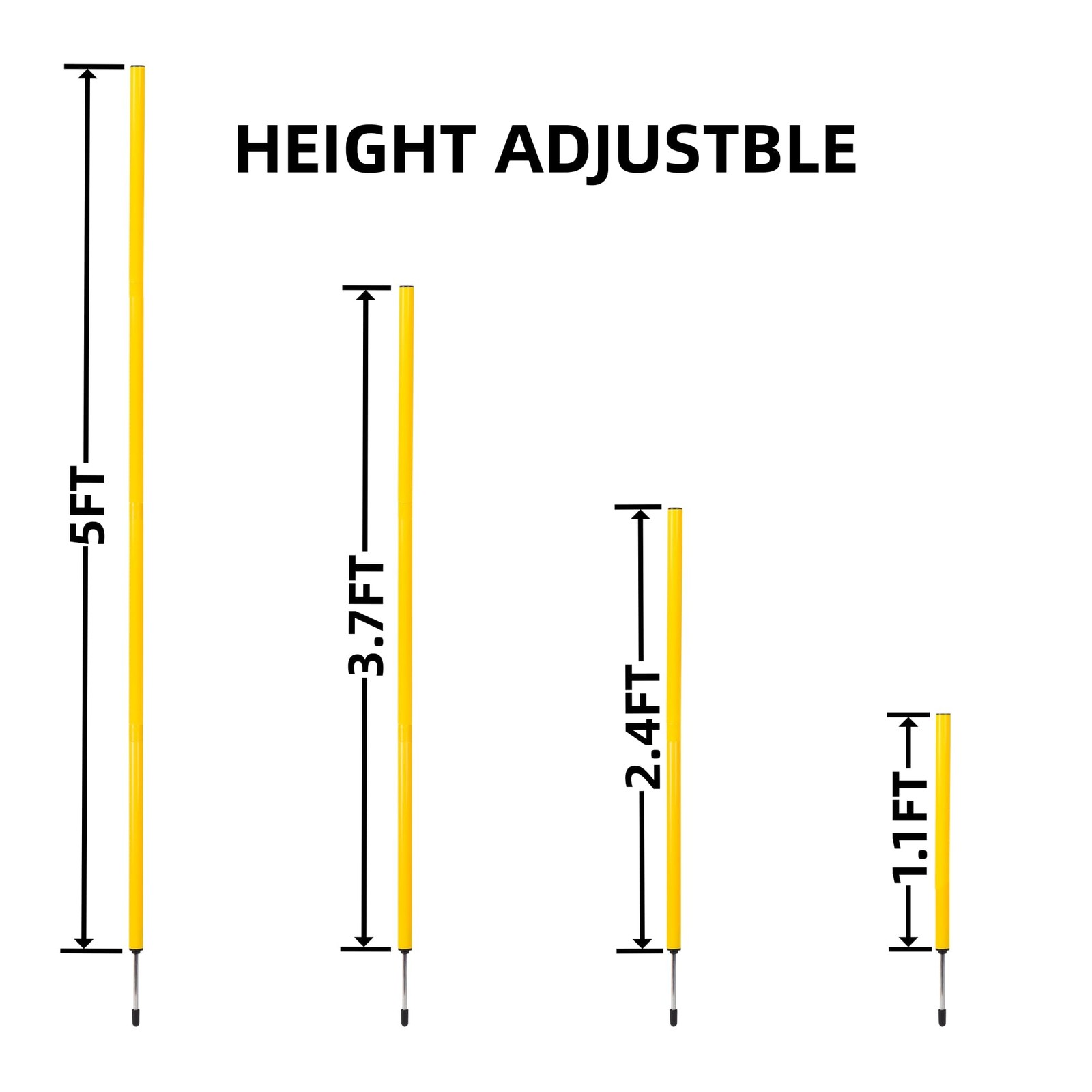 6 Pcs 5FT Adjustable Agility Training Poles for Yellow