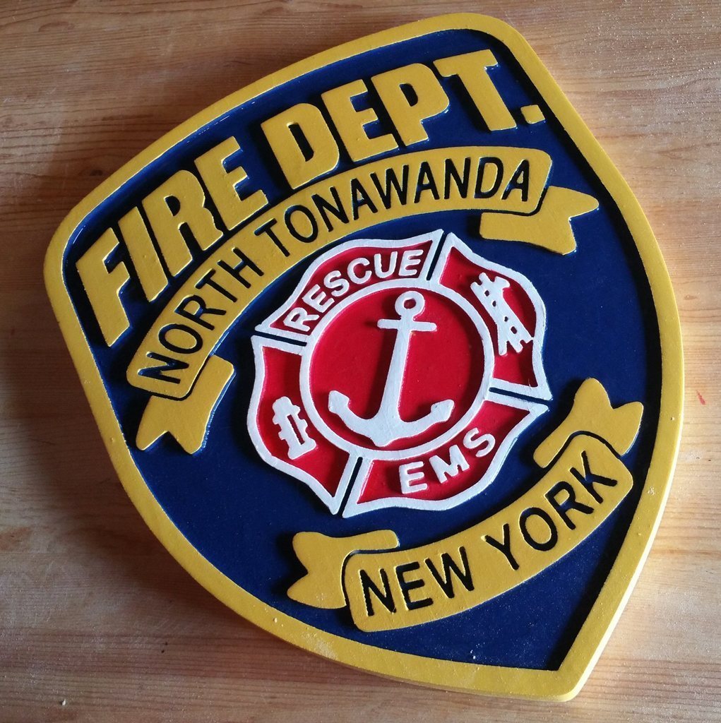 Fire Department North Tonawanda 3D routed plaque wood patch sign award Custom