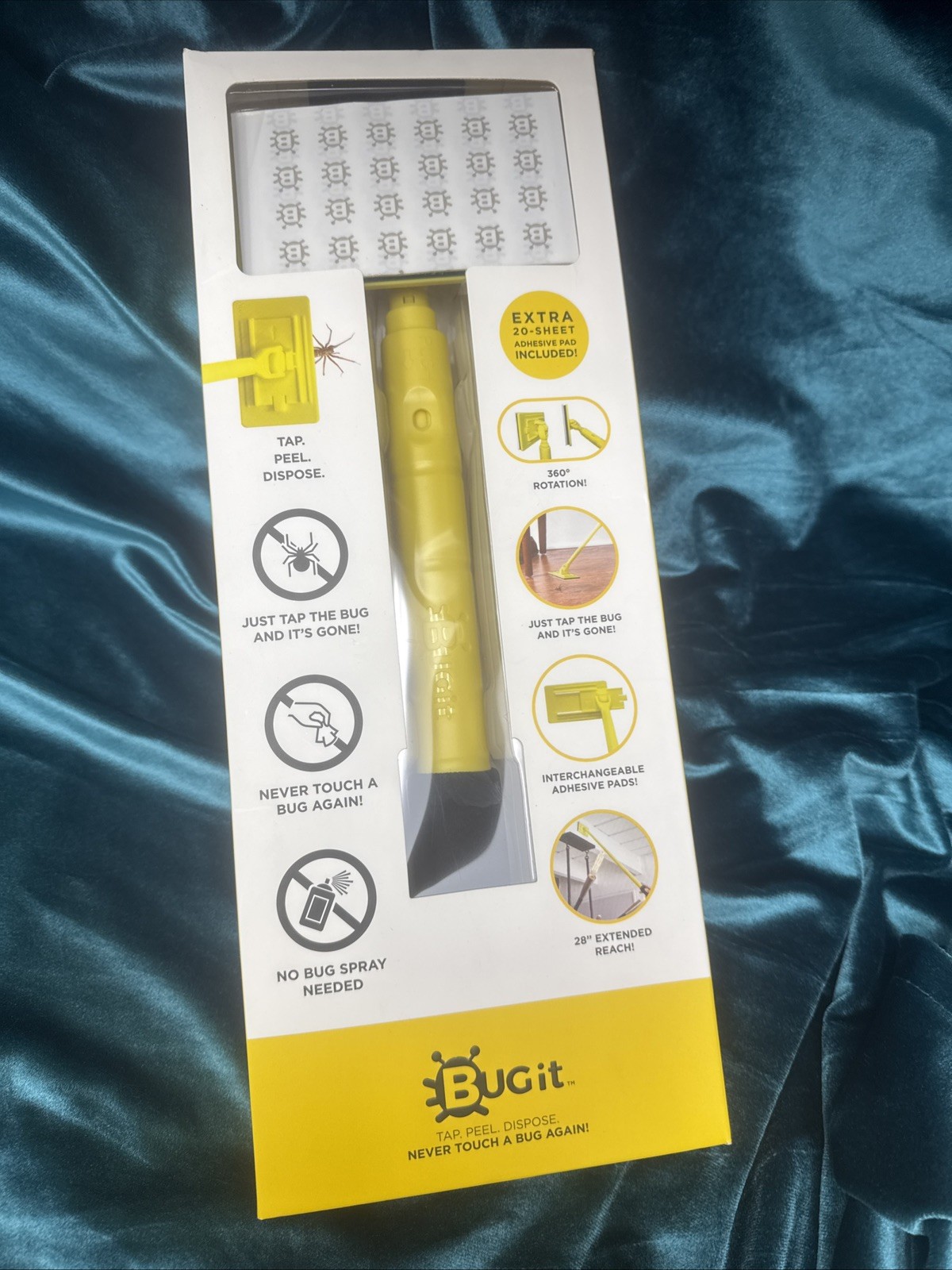 Bug It 28" Extended Pest Trap Insect Remover Wand W/ 20 Adhesive Pads New! SIX!