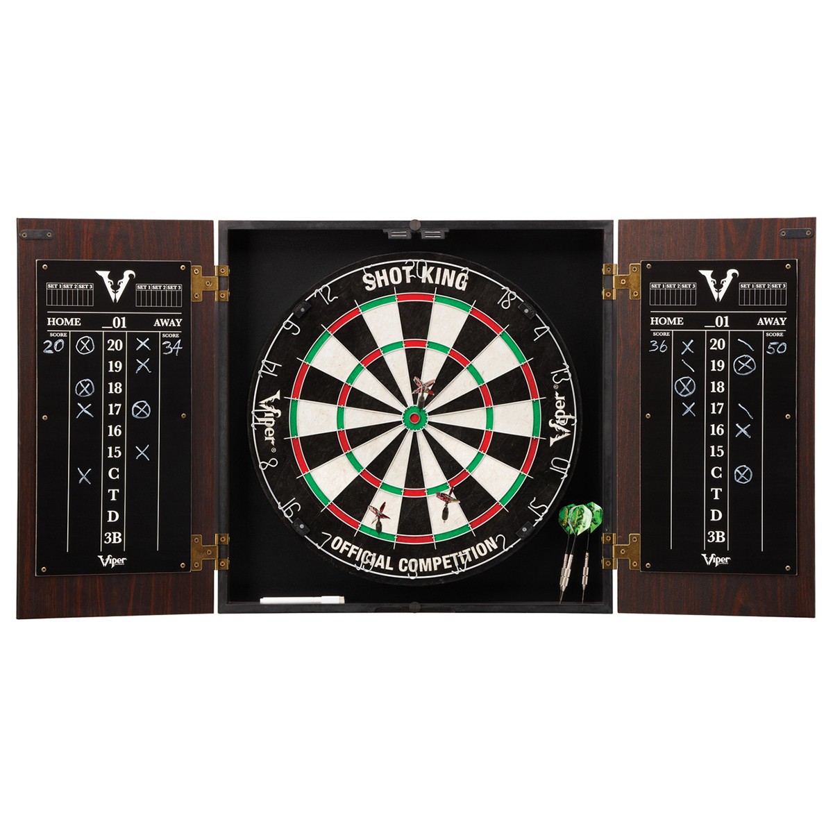 Viper Stadium Dartboard Cabinet w/ Shot King Sisal Dartboard