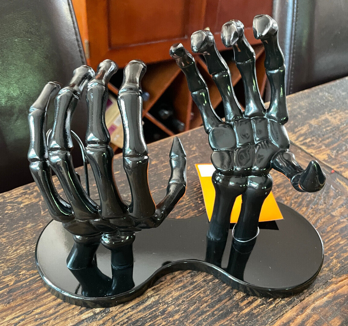 Halloween Gothic Wine Bottle Holder Prop Skeleton Hands Hyde & Eek Party New NWT
