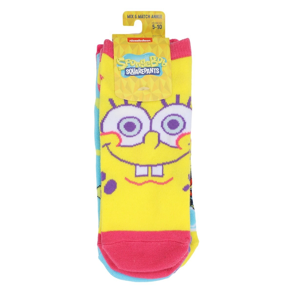 Spongebob Squarepants Spongebob, Patrick, and Gary Pop Pastels Adult Ankle Socks