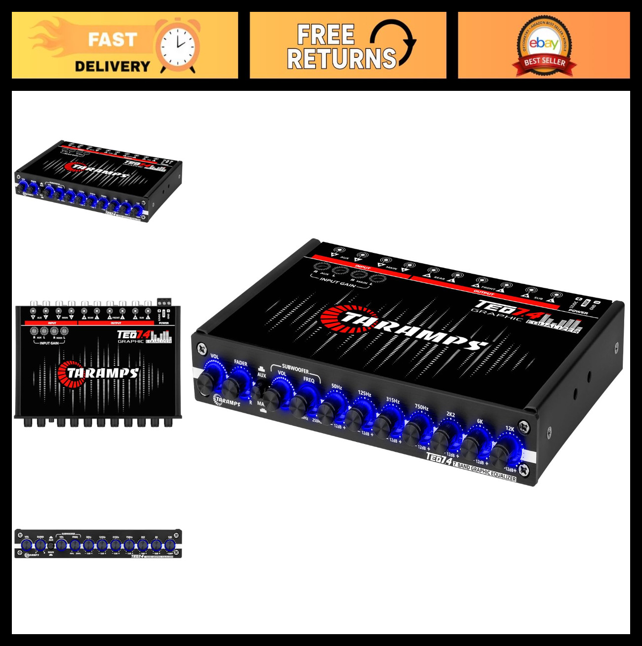 Taramps 7-Band Stereo Car Audio Graphic Equalizer RCA Input Output